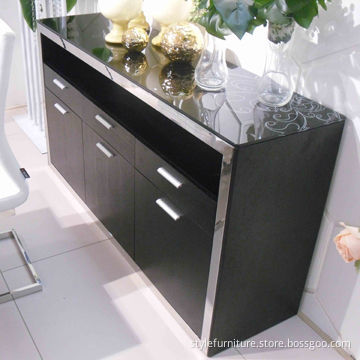 Kitchen cabinet with tempered glass